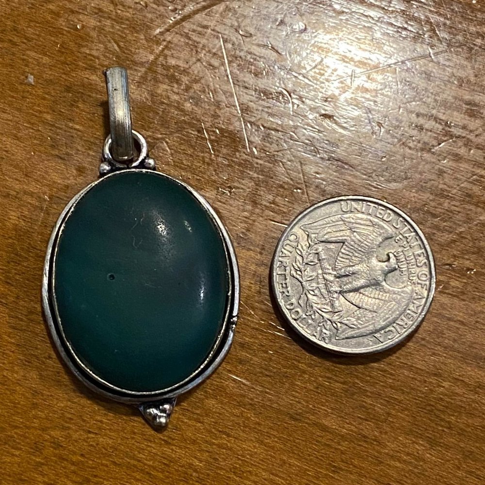 Natural Handmade Green Jade Gemstone Pendant.